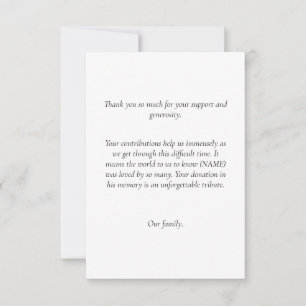 Funeral Thank You Notes for Donations Invitation