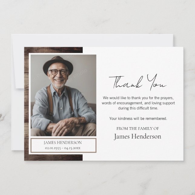 Funeral Thank You Photo Card (Front)