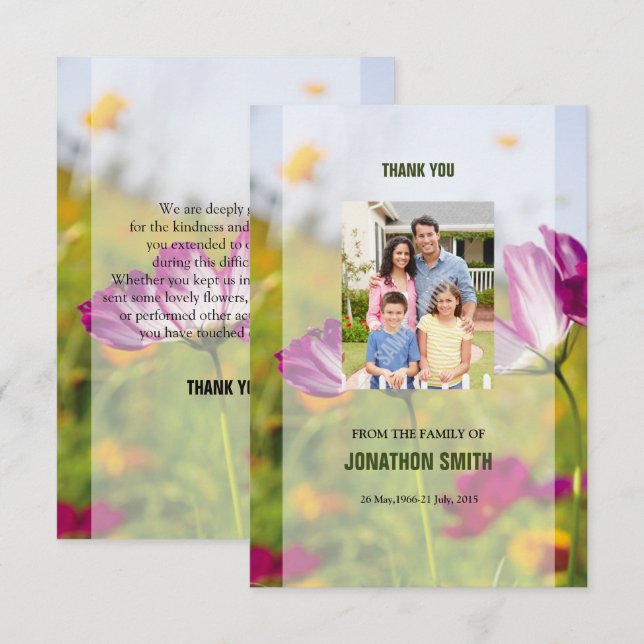 Funeral Thank You Photo Card (Front/Back)