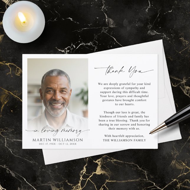 Funeral Thank You Photo In Loving Memory Card (Creator Uploaded)