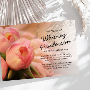 Funeral Thank You Pink Tulip Flowers Card