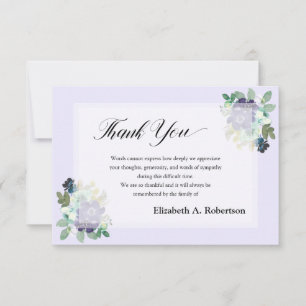 Funeral Thank You Purple Flowers Card