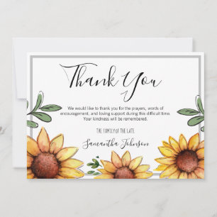 Funeral Thank You Rustic Sunflowers