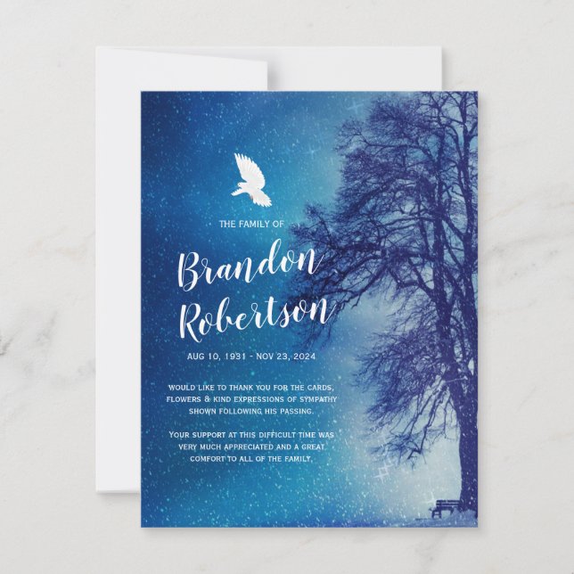 Funeral Thank You | Tree Dove Memorial Card (Front)