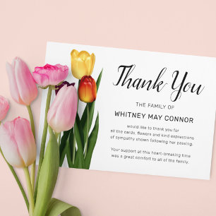 Funeral Thank You   Tulip Flower Memorial Card