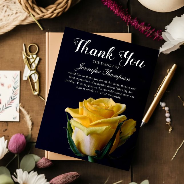 Funeral Thank You | Yellow Rose Bereavement Card (Creator Uploaded)