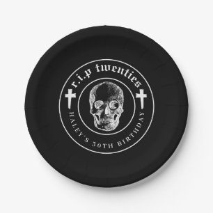Funeral Theme RIP Twenties 20s Funny 30th Birthday Paper Plate