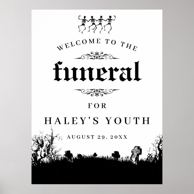 Funeral Theme RIP Twenties 20s Funny 30th Birthday Poster (Front)