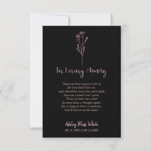 Funeral Trendy Rose Gold To Remember Dear Ones Card