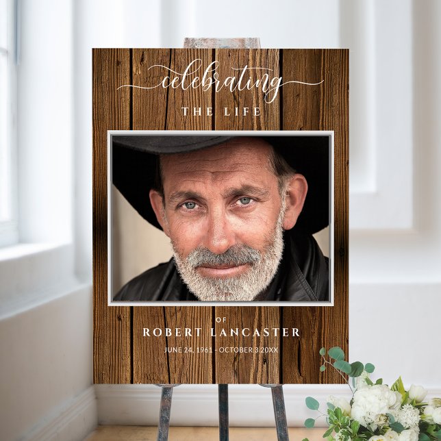 Funeral Welcome Photo Rustic Wood Sign (Creator Uploaded)