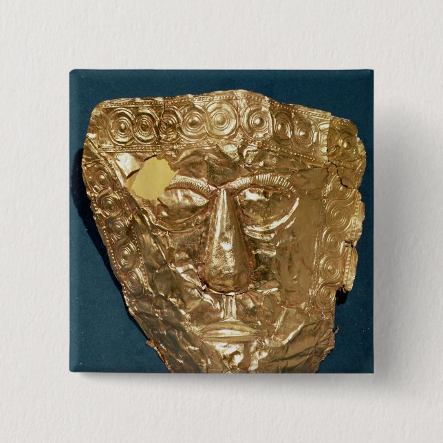Funerary mask 2 inch square button (Front)