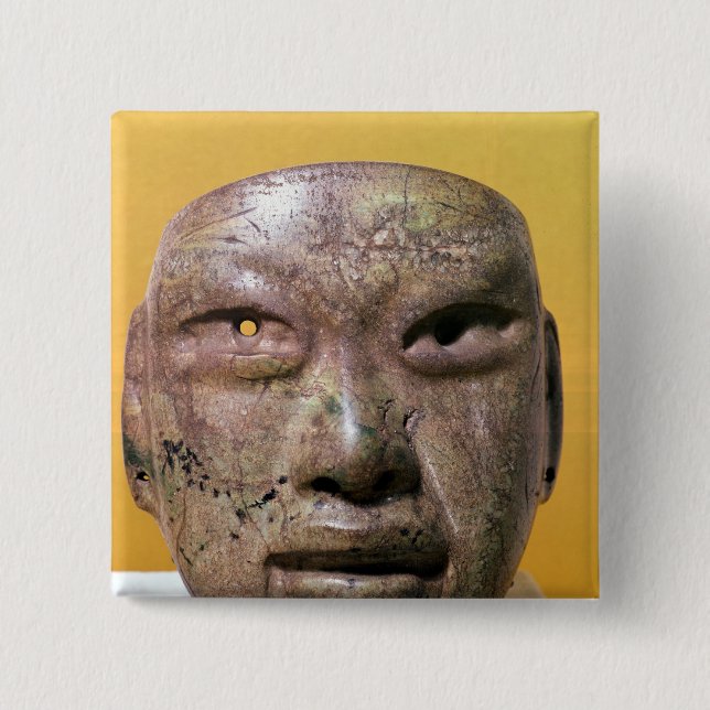Funerary mask, Olmec, from Mexico 2 Inch Square Button (Front)