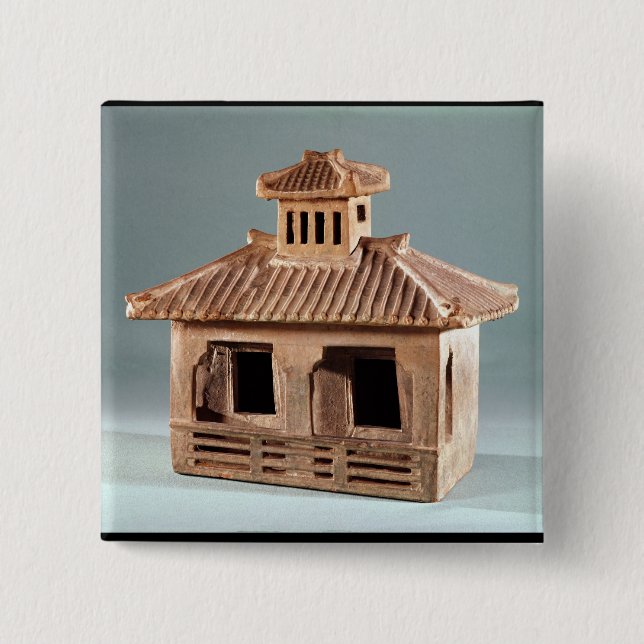 Funerary model of a house, Han Dynasty 2 Inch Square Button (Front)