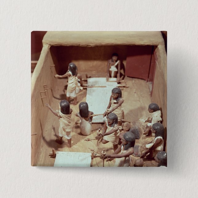 Funerary model of a textile workshop 2 inch square button (Front)