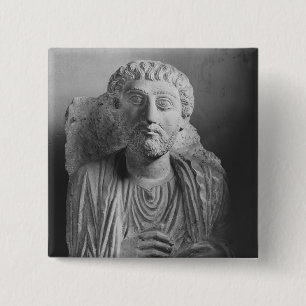 Funerary relief of a male figure, from Palmyra 2 Inch Square Button