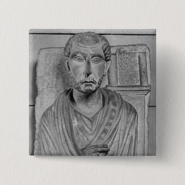 Funerary relief of Marcus J. Aristides 2 Inch Square Button (Front)