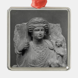 Funerary relief of mother and child from metal ornament