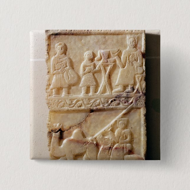 Funerary stela, from Yemen 2 Inch Square Button (Front)