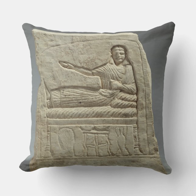 Funerary stela in the name of the lady Artemis, fr Throw Pillow (Front)