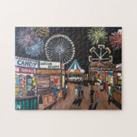 Funfair at Night Painting by Alfred Fox