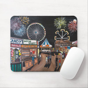 Funfair at Night Painting by Alfred Fox Mouse Pad