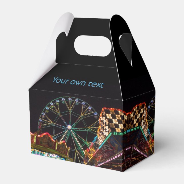 Funfair Ferris Wheel at Night Custom Text Favor Box (Front Side)