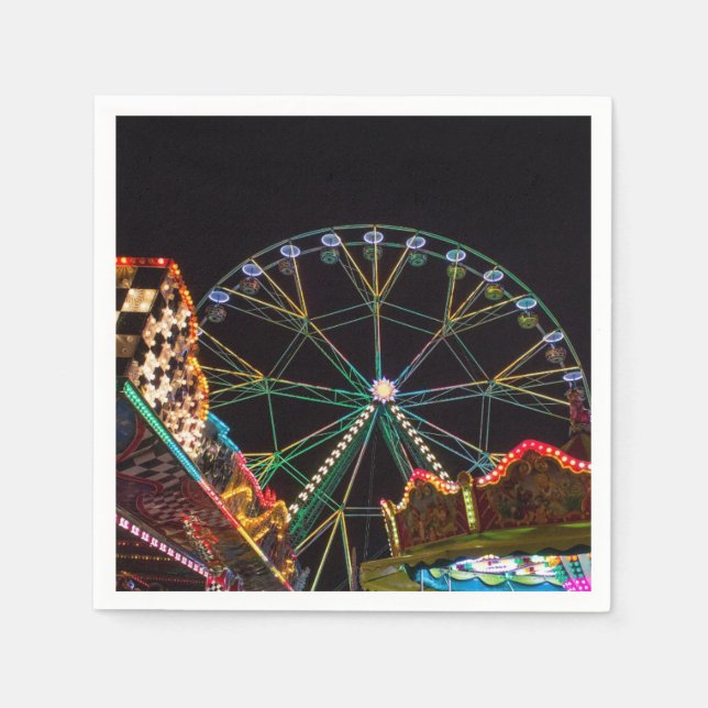 Funfair Ferris Wheel at Night Napkin (Front)