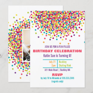 Funfetti Photo Birthday Party Invitation