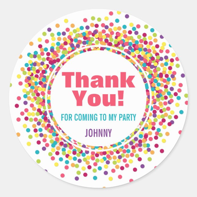 Funfetti Thank You Favour Classic Round Sticker (Front)
