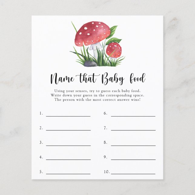 Fungi Baby Shower Name that baby food game (Front)