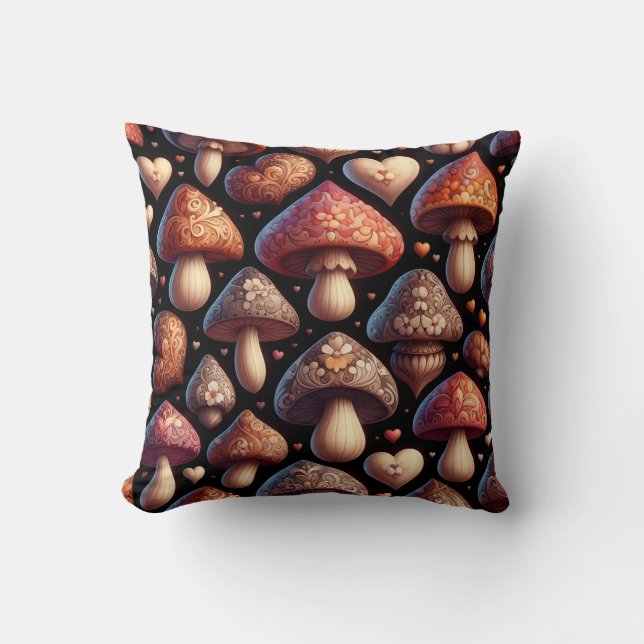 Fungi Family Throw Pillow (Front)