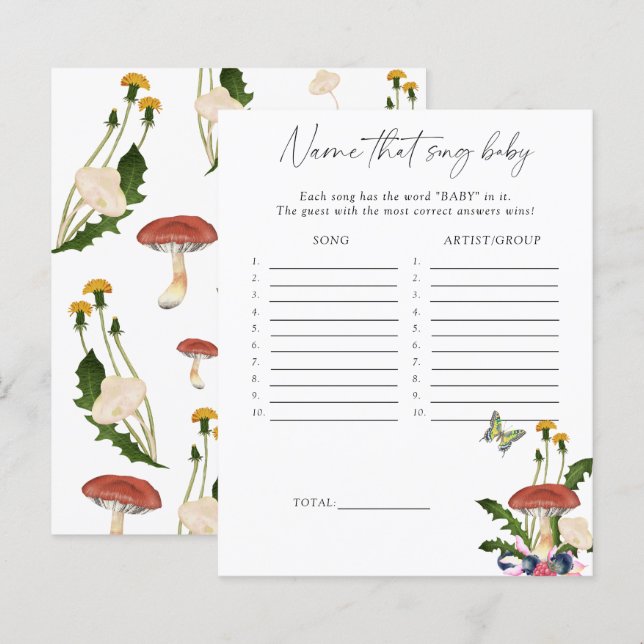 fungi forest - Name that song baby shower game (Front/Back)