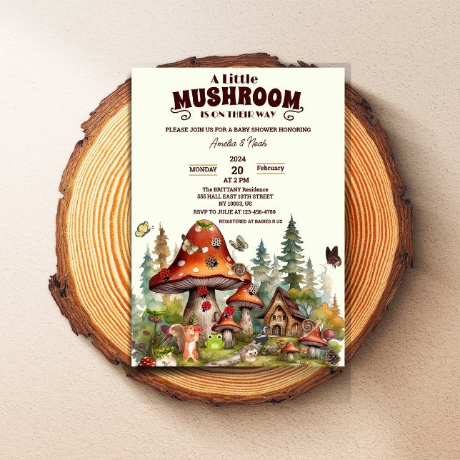 Fungi mushrooms whimsical Forest Fall baby shower Invitation (Creator Uploaded)