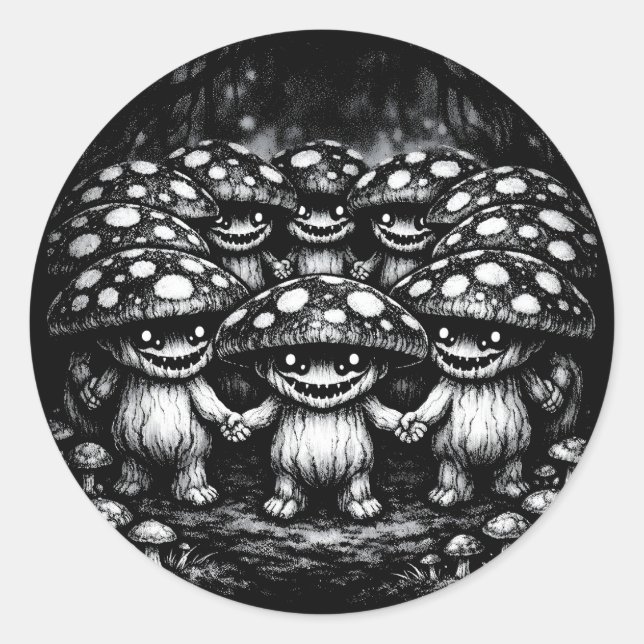 Fungus Folk •  Forest Creatures by BurnsInHell Classic Round Sticker (Front)