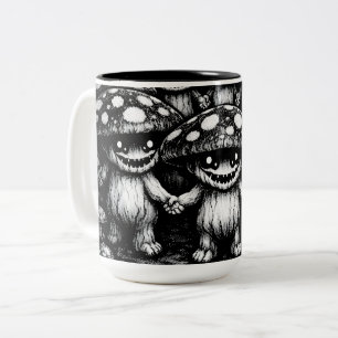Fungus Folk •  Forest Creatures by BurnsInHell Two-Tone Coffee Mug