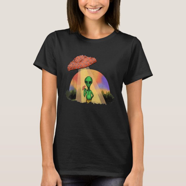 Fungus Magic Psilocybin Mushrooms Alien UFO T-Shirt (Front)