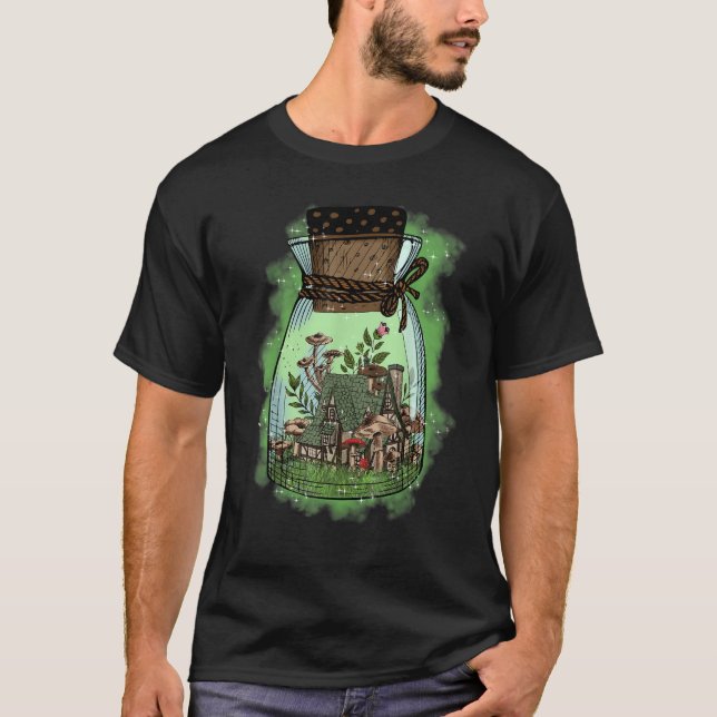 Fungus Magic Psilocybin Mushrooms In Glass Vase T-Shirt (Front)
