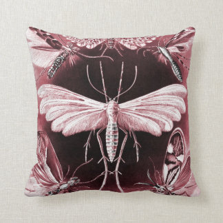 Fungus Moths in Soft Pink Throw Pillow