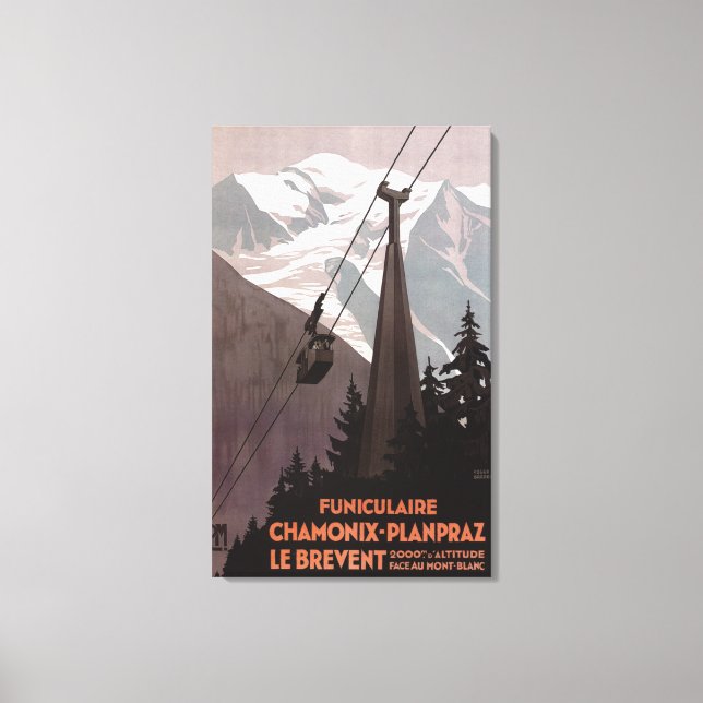 Funiculaire Le Brevent Cable Car Poster Canvas Print (Front)
