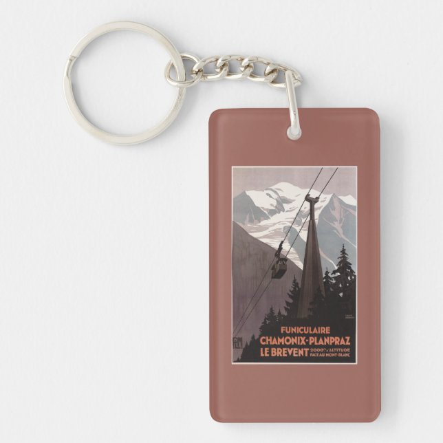 Funiculaire Le Brevent Cable Car Poster Keychain (Front)