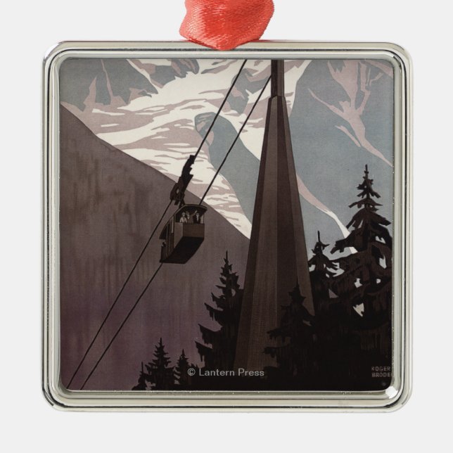 Funiculaire Le Brevent Cable Car Poster Metal Ornament (Front)
