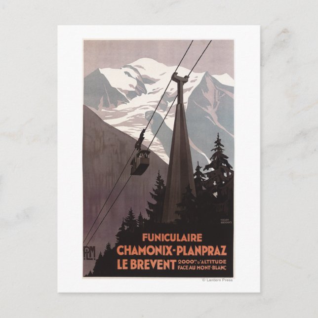 Funiculaire Le Brevent Cable Car Poster Postcard (Front)