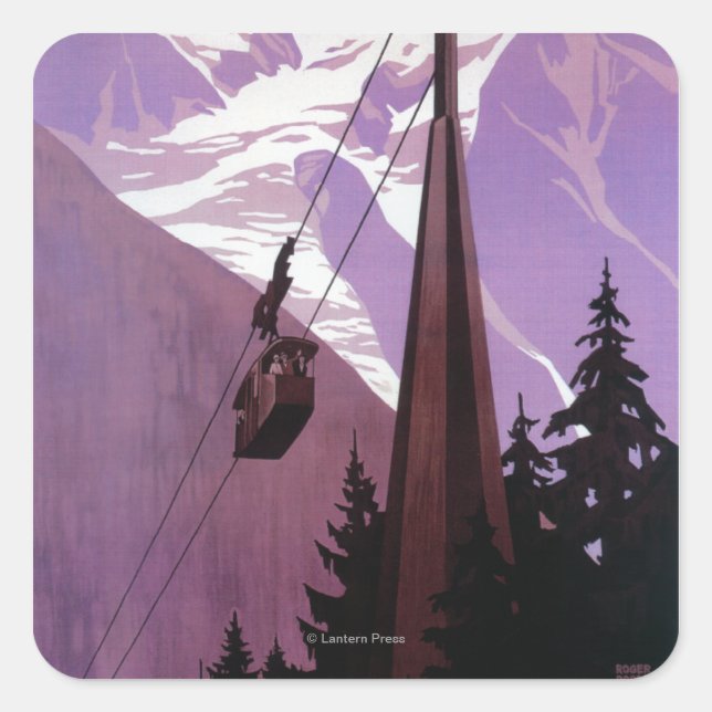 Funicular Railway to Brevent Mt. Square Sticker (Front)