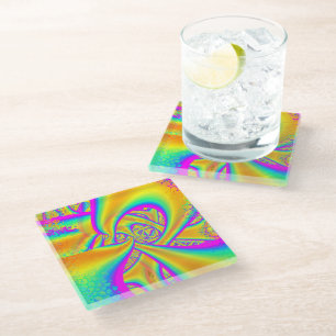 Funkidelic Dichroic Fused Glass Fractal Coaster