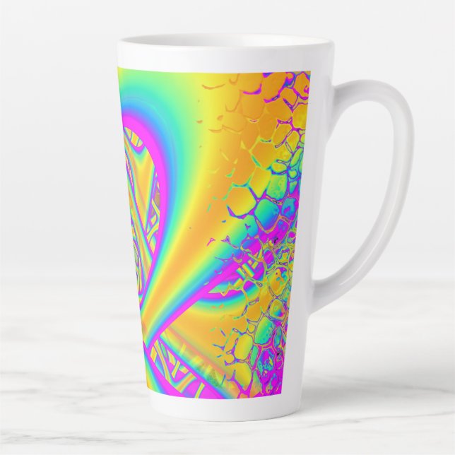 Funkidelic Dichroic Fused Glass Fractal Latte Mug (Right)