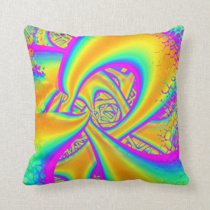 Funkidelic Dichroic Fused Glass Fractal Throw Pillow