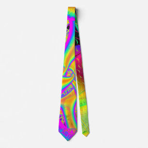 Funkidelic Dichroic Fused Glass Fractal Tie