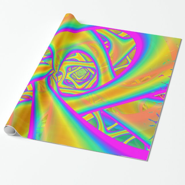 Funkidelic Dichroic Fused Glass Fractal Wrapping Paper (Unrolled)