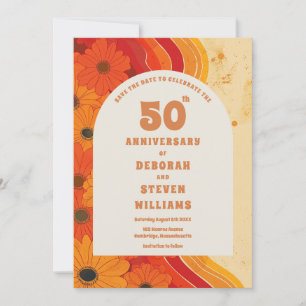 Funky 1970s 50th Wedding Anniversary Invitation