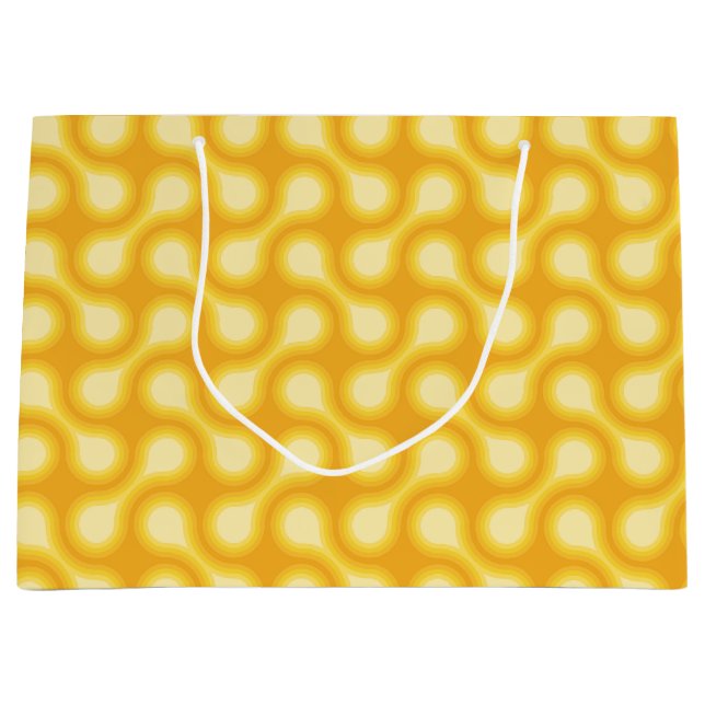 Funky 1970s Metaball Graphic Circle Barbell Yellow Large Gift Bag (Front)